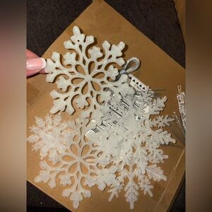 White Glitter Snowflake Holiday Ornaments- 24 pk